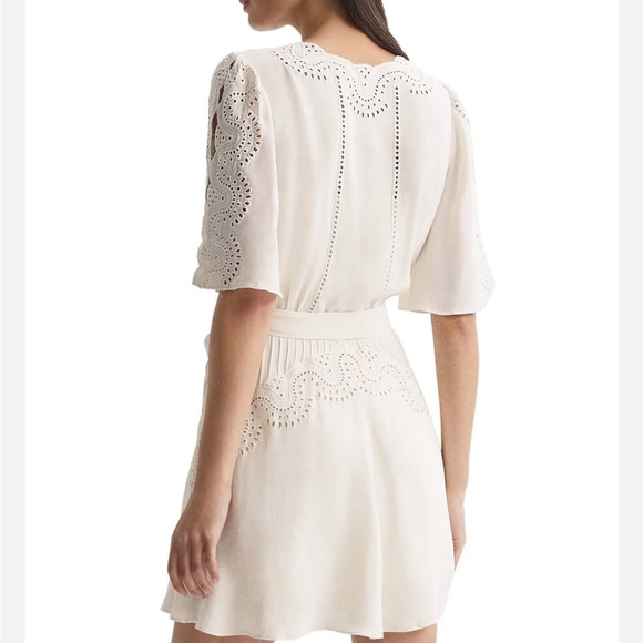 REISS RHEA BRODERIE SLEEVE FLOPPY MINI DRESS LACE 6 NEW WITH TAGS - Picture 4 of 6
